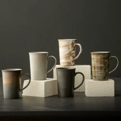 Керамічна чашка в ретро стилі, стильна вінтажна кружка для дому та офісу