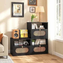 Модульна тумба під телевізор Loft Rattan 48×40×48 см чорна