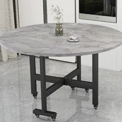 Великий круглий обідній рухомий стіл на 8-10 осіб, 1 метр в діаметрі. Візерунок сірого каменю.