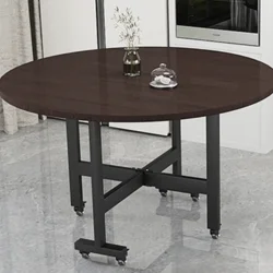 Великий круглий обідній рухомий стіл на 8-10 осіб, 1.3 метри в діаметрі. Візерунок чорного горіха.