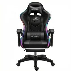 Кіберспортивний ігровий стілець Bani G03 Чорний + підніжка + різнокольорові вогні + аудіо