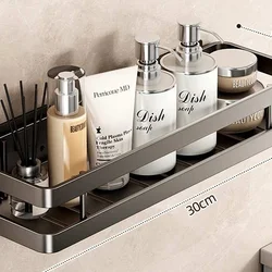 Настінна поличка для душової з нержавіючої сталі 30/40/50 см, сірий метал