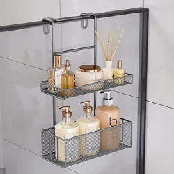 Підвісна 2-ярусна металева полиця Solno 7134 для ванної кімнати, 52×24×11,5 см, без свердління