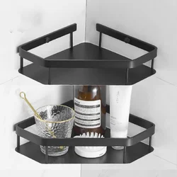 Кутова полиця для ванної з латуні та нержавіючої сталі 23×23×6 см, настінна, двоярусна