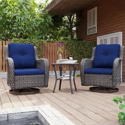Садовий комплект меблів з ротангу 3-в-1 (2 поворотні крісла + столик) з функцією гойдання