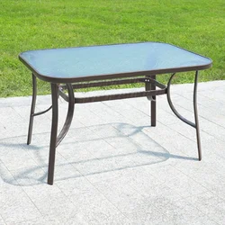 Садовий скляний стіл Water Ripple 120/150 см, сталевий каркас, отвір для парасольки