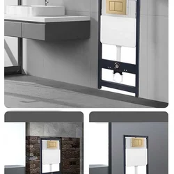 Інсталяція для підвісного унітазу G8606 з кнопкою з нержавіючої сталі (золото / матове срібло / матово-чорна), подвійний змив 3/6 л