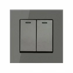 Двохклавішний вимикач світла EIOMR, темно сірий матовий