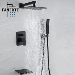 Вбудована душова система з водоспадом Panel F-Y092-260 | 3 функції | 8″ квадратний верхній душ