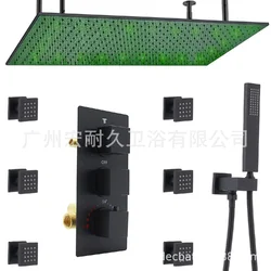 Велика стельова LED душова система Homedec | Rain Shower | Термостат | Прихований монтаж