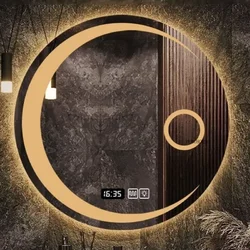 Розумне LED дзеркало Moon Round 70 см | Dual Touch | Три режими світла | Антизапотівання | Годинник та температура