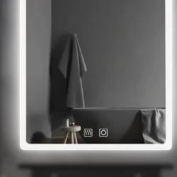 LED дзеркало у ванну прямокутне 60×80 см | Біле світло | Один сенсор | Плавне регулювання яскравості