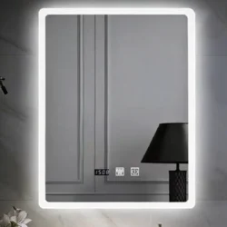 LED дзеркало у ванну прямокутне 70×90 см | Біле світло | Один сенсор | Плавне регулювання яскравості