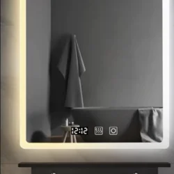 LED дзеркало у ванну прямокутне 80×100 см | Біле світло | Один сенсор | Плавне регулювання яскравості