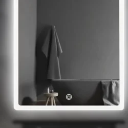 LED дзеркало у ванну прямокутне 80×130 см | Біле світло | Один сенсор | Плавне регулювання яскравості