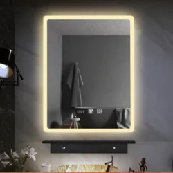LED дзеркало у ванну прямокутне 80×130 см | Тепле світло | Один сенсор | Плавне регулювання яскравості