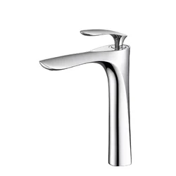 Змішувач для умивальника, нержавіюча сталь, одноважільний, срібний / чорний