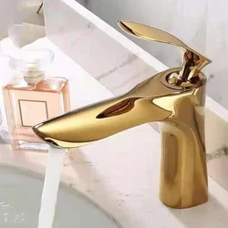 Змішувач для умивальника, титан (золото), одноважільний