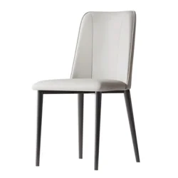 Сучасний обідній стілець з екошкіри, бежевий