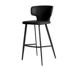 Барний стілець зі спинкою 7136, американська дублена шкіра, металеві ніжки, висота сидіння 55 см