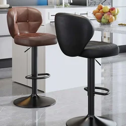 Барний стілець поворотний з регулюванням висоти та підставкою для ніг, екошкіра (вощена), чорна металева основа, 38,5 см