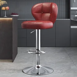 Барний стілець поворотний з регулюванням висоти та підставкою для ніг, екошкіра (вощена), з гальванічним каркасом, 38,5 см