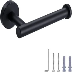 Тримач для туалетного паперу з нержавіючої сталі, настінний, чорний матовий, на шурупи