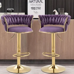 Барний стілець з м’яким сидінням, поворотний, золотий металевий каркас
