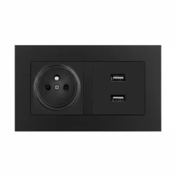 Розетка стандартна подвійна чорна з двома USB-портами від бренду EIOMR преміум-якості