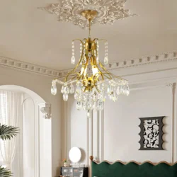 Розкішна кришталева люстра у французькому стилі, 43 см, трьохкольорове світло