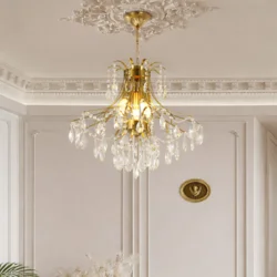 Розкішна кришталева люстра у французькому стилі, 52 см, трьохкольорове світло