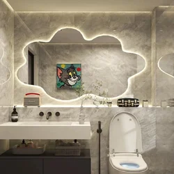 Фігурне LED дзеркало «Хмара» у ванну 60-80 см | Одноколірне світло | Антизапотівання