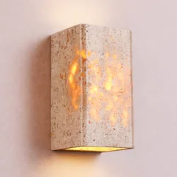 Настінний світильник з натурального травертину, 8 × 8 × 16 см