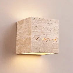 Настінний світильник з натурального травертину, 12 × 12 × 12 см