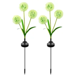 Садовий світильник «Кульбаба» на сонячній батареї, три квітки, кольорове/тепле світло