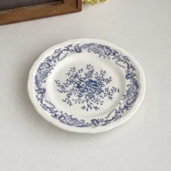 Керамічна тарілка у вінтажному європейському стилі з синім орнаментом, 17,3 см