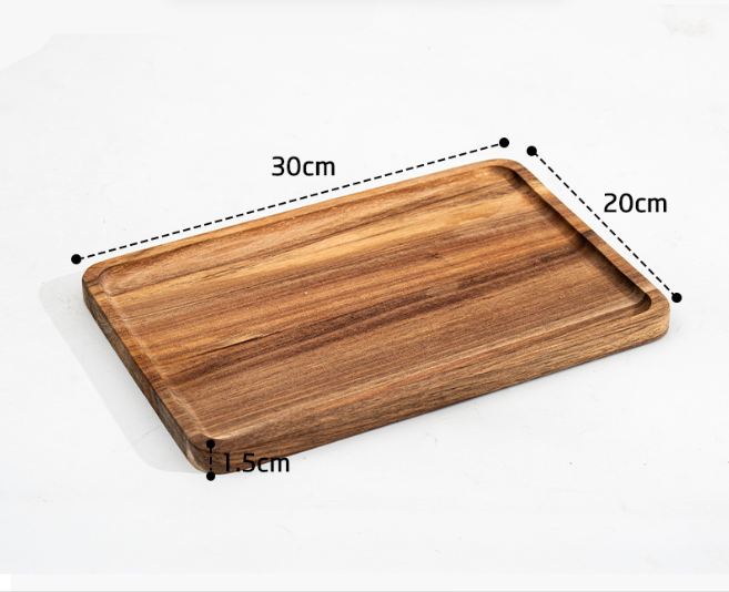 Дерев’яний піднос / тарілка з дерева акації, 30 х 20 х 1,5 см