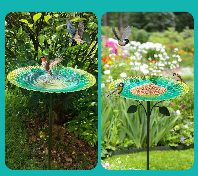 Садова поїлка для птахів на ніжці «Малахіт» металева