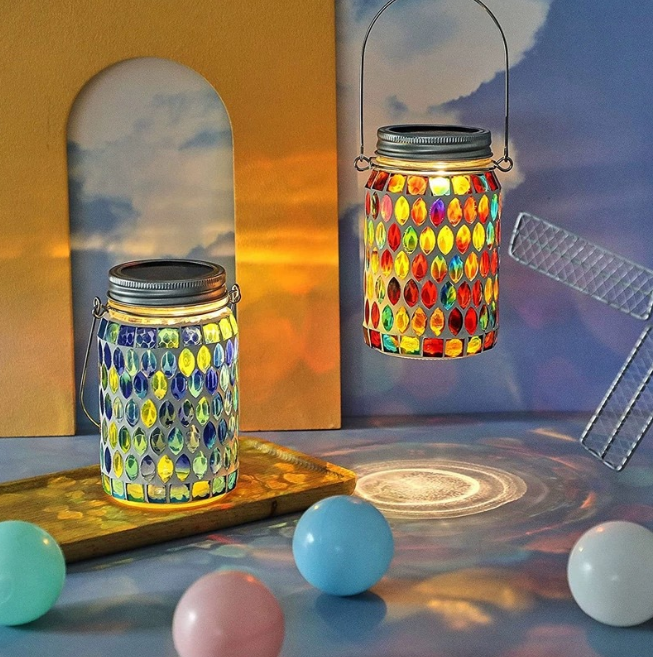 Сонячний мозаїчний світильник Mason Jar (ретро ліхтар), LED, IP65