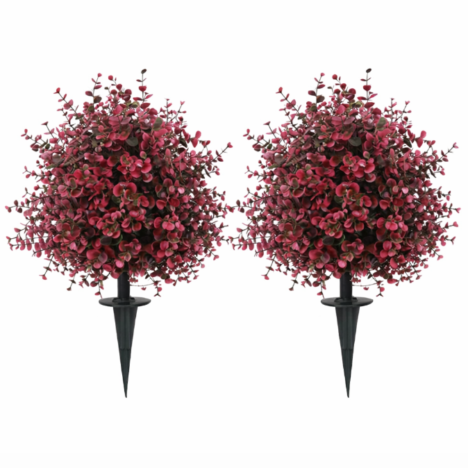 Декоративне штучне дерево з червоними квітами для саду, 2 шт