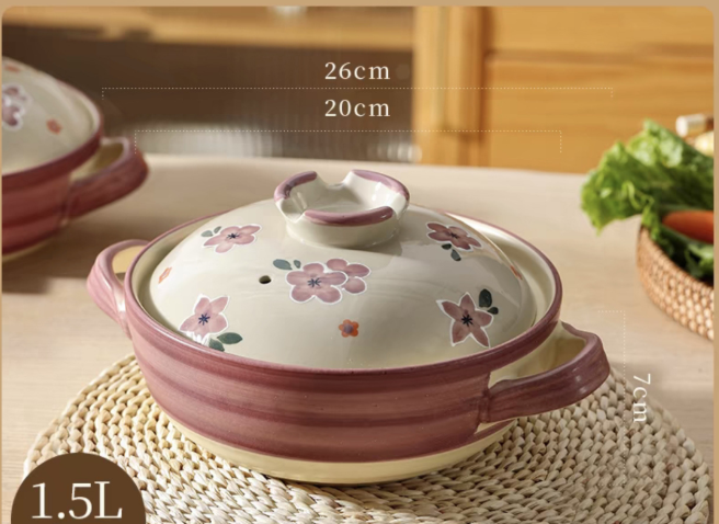 Керамічна каструля для запікання Vintage Violet з кришкою 1,5 л