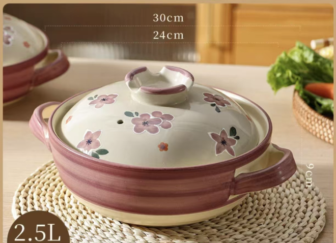 Керамічна каструля для запікання Vintage Violet з кришкою 2,5 л