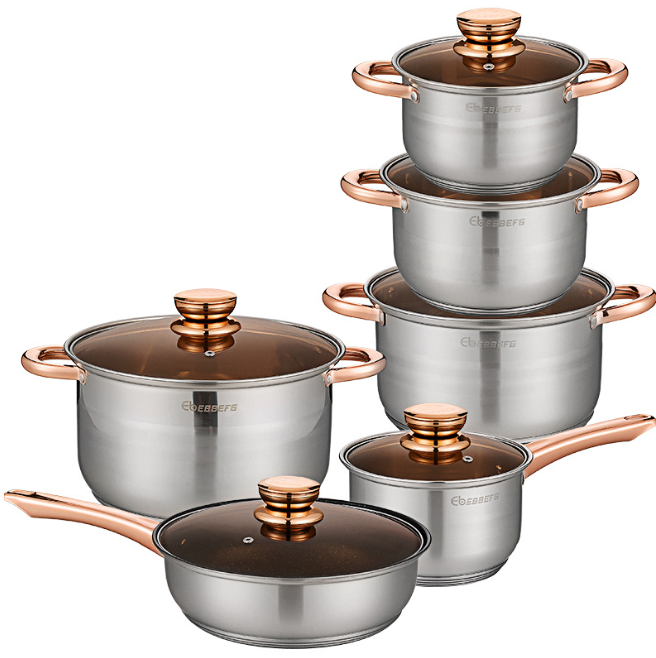 Набір кухонного посуду з нержавіючої сталі (12 предметів)