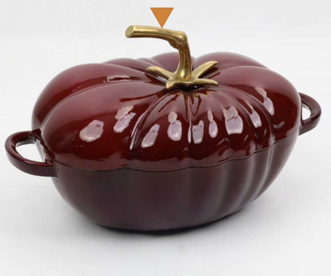 Чавунна каструля з кришкою, 3.8л, томатний дизайн, емальоване покриття, бургунді