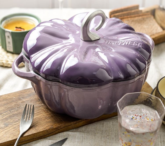 Емальований горщик у формі гарбуза Sen Topal 20 см, срібляста ручка