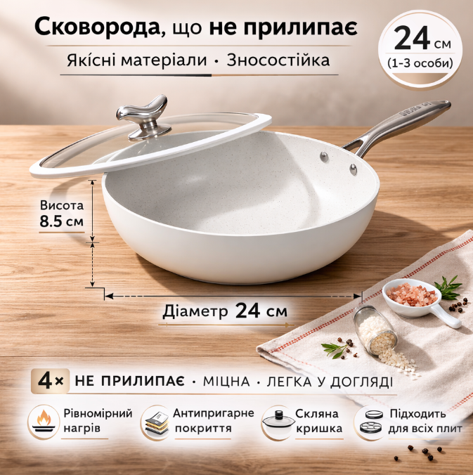 Сковорода Mingjue з антипригарним покриттям, 24 см