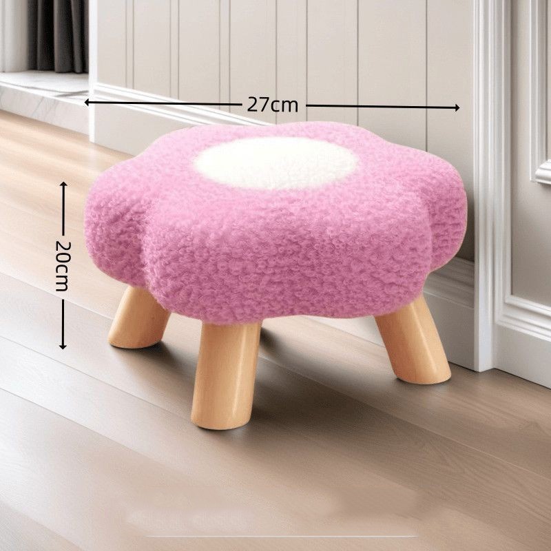 Пуф у формі квітки 27×27×20 см, м’який табурет на дерев’яних ніжках, рожевий