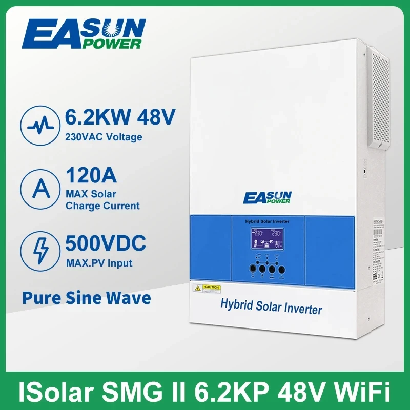 Гібридний сонячний інвертор EASUN POWER 6.2kW MPPT 100A Off-Grid (Pure Sine Wave, All-in-One)