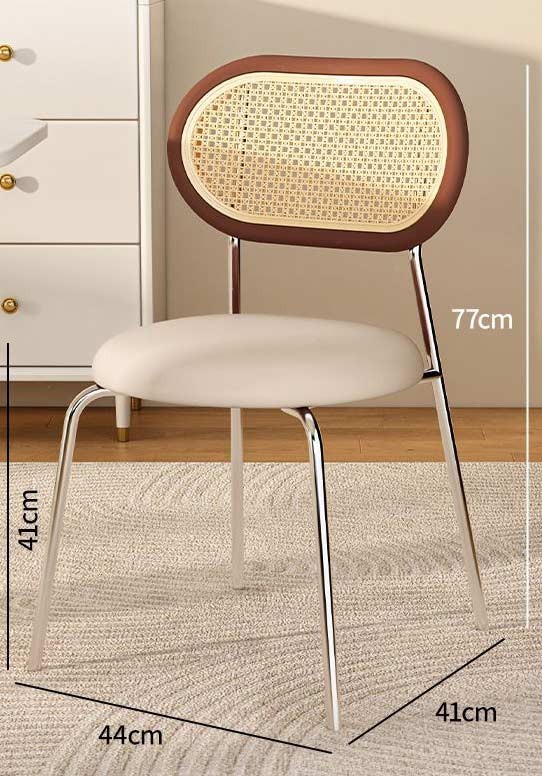 Стілець кухонний м’який з ротангом, металеві ніжки, 77×44×41 см, сучасний / етно стиль