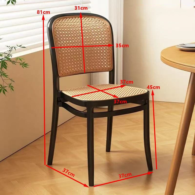 Стілець кухонний пластиковий з ротангом, зі спинкою, 81×37×37 см, сучасний мінімалізм